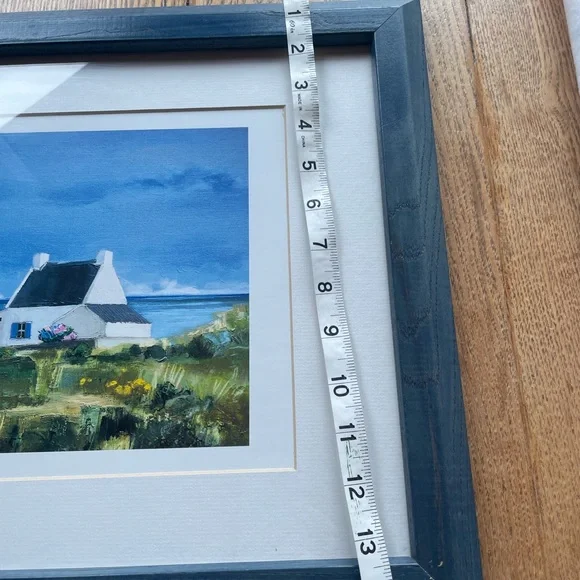 Unique Cottage by the Sea Scene Print Blue Frame19” 14” - Picture 6 of 7